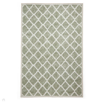 Washable Coral H1063 Modern Geometric Lightweight Printed Polyester Flatweave Green Rug-Think Rugs-Rug Love - The Most Loved Rug Store